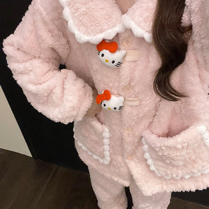 Set Pigiama Invernale con Colletto Principessa, Cardigan in Peluche Cartoon, Abbigliamento da Casa Imbottito per <span class=keywords><strong>Donna</strong></span> - Product Image 6