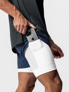 Shorts de sport d'été pour hommes en nylon avec cordon de serrage, pour la course, l'entraînement musculaire, élastiques, séchage rapide, double couche, pour le basketball - Product Image 3