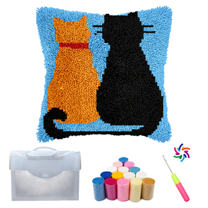 Custom Pattern DIY Cat Latch Hook Pillow Kit Handmade Home Decor Yarn Decoration Craft Gift Textile & Fabric Crafts