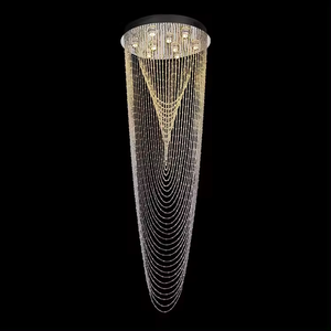 Lampe suspendue d'escalier personnalisée hall d'hôtel villa long lustre en cristal luxe pour la maison - Product Image 4