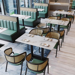 Chất lượng cao hiện đại bằng gỗ gian hàng chỗ ngồi mây Ghế Ăn, Đá Nhân Tạo bàn ăn đặt phòng ăn gian hàng đồ nội thất - Product Image 4