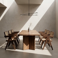 Ensemble de salle à manger de luxe en bois de noyer noir stable avec table à manger 6 places de luxe pour hôtel, appartement