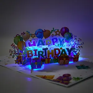高品质3D弹出式儿童婴儿气球生日快乐卡定制贺卡