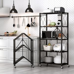 Estante para horno microondas ajustable de acero al carbono sin instalación de <span class=keywords><strong>2</strong></span>-5 niveles para el hogar, estante plegable para almacenamiento de cocina - Product Image 1