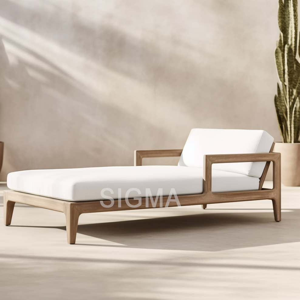 All Weather Hot Selling Modern Luxury Outdoor Patio Garden Pool Side Sets Hotel Wooden Teak Daybed Chaise Lounge Chair Furniture