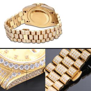 Montre <span class=keywords><strong>Elite</strong></span> 2023 avec lunette en or 18 carats sertie de diamants, nouveau style hip-hop, strass glacés, quartz, acier inoxydable, design romain - Product Image 5