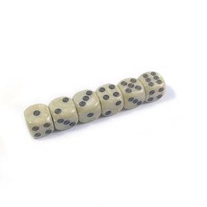 Dados de acrílico personalizados de 16 mm D6, color blanco marfil, con puntos circulares negros y esquinas redondeadas, nuevo estilo - Product Image 3