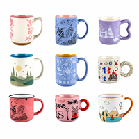 Tasses à café en céramique personnalisées avec poignées uniques, réutilisables, conformes aux normes alimentaires, conception en poterie colorée, cadeaux pour la maison, ODM disponible