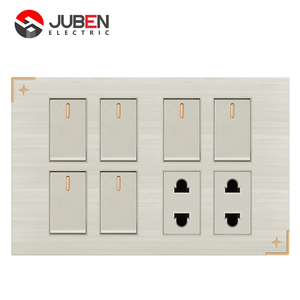 <span class=keywords><strong>6</strong></span> <span class=keywords><strong>gang</strong></span> tường chuyển đổi và 2 <span class=keywords><strong>Gang</strong></span> Ổ cắm điện <span class=keywords><strong>6</strong></span> + 2 với Max. current 10A và Max. Voltage 250V - Product Image 1