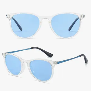 Lunettes de soleil polarisées classiques pour enfants, bleu, Vintage, métal, PC, colorées, de styliste, en vrac, nouvelle collection 2022