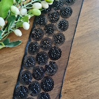 8,5cm Schwarzes Netz-Paillettenband, Blumenmuster Runde Perlen Pailletten Stickerei Spitzenband für Abendkleider, Ballkleider & Röcke