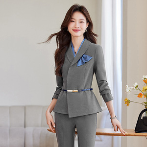 Women's Professional Suit Long Sleeve Polyester Workwear For Office Hotel Reception <b>Sales</b> Staff Beauty Salon Jewelry Store - Product Image 2