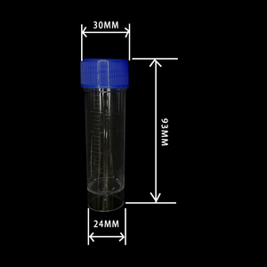 Gobelet doseur Wei Hong 25 ml en PS transparent avec bouchon à vis pour la collecte d'échantillons d'urine et de crachats - Product Image 1