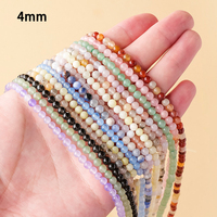Manik-manik Kristal Alami Bulat 4mm, Manik-manik Batu Permata Campuran Semi-jadi untuk Pembuatan Perhiasan Gelang Kalung DIY