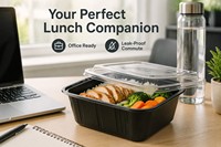 6828 Contenant alimentaire jetable américain à 2 compartiments en PP, compatible micro-ondes, anti-fuite, boîte à lunch à emporter avec couvercle transparent