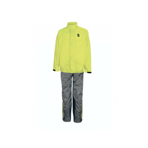 Ensemble de combinaison de pluie OJ, jaune fluorescent et noir, taille XS, deux pièces, vêtements de moto - Product Image 1