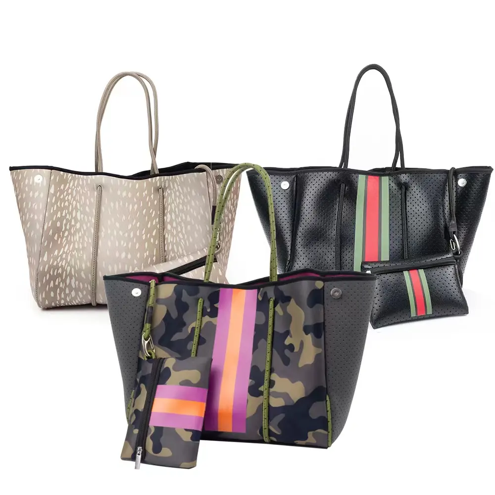 Оптовая продажа, неопреновая сумка, портативная пляжная сумка из перфорированного материала для дайвинга, женские сумки, неопреновая сумка-тоут