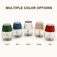 Mini hachoir alimentaire portable rechargeable 200ml/300ml avec bol en verre ou en AS, 3 lames SUS304, coupe-ail et légumes électrique USB
