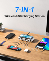 Cargador USB Inalámbrico Magnético Profesional, Portátil, Carga Rápida PD 65W, Puertos Tipo-C, Cable Retráctil Ecológico, OVP de Escritorio