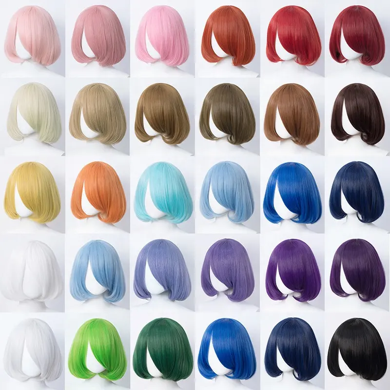 Wholesale 35cm Short Wig Cosplay Multi Colors MSN Bobo Peluca Synthetic Anime Hair Cosplay Heat Resistant Wigs For Party