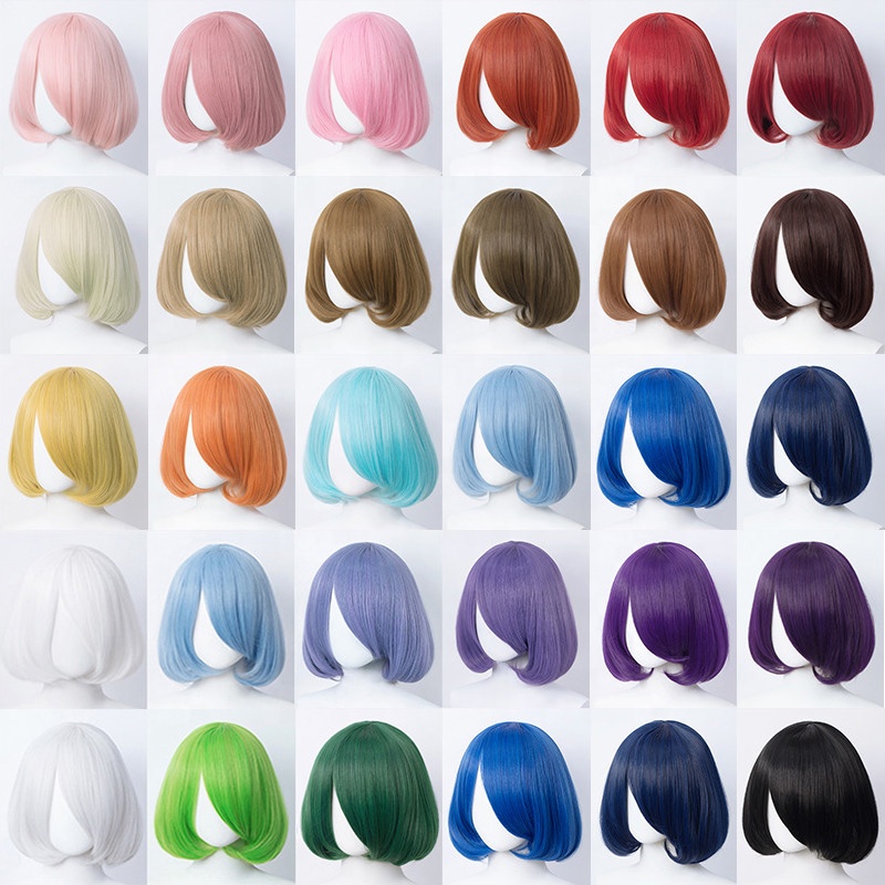 Wholesale 35cm Short Wig Cosplay Multi Colors MSN Bobo Peluca Synthetic Anime Hair Cosplay Heat Resistant Wigs For Party