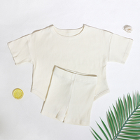 New Designer Trendy Custom Unisex Baby Stoff Set Kurzarm Anzug Solid Baby Girl Kleidung Sets 3-4 Großhandel