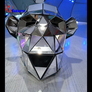 Argent or miroir ours masque Animal casque à la <span class=keywords><strong>mode</strong></span> nouvel an scène Performance discothèque Cosplay accessoire chapeau couvre-chef - Product Image 6