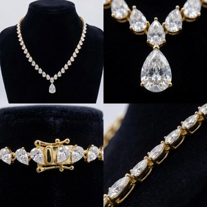 Collier de mariage Wish, design en V, couleur D, moissanite taille poire complète, argent sterling 925, cadeau idéal pour les célébrations de mariage - Product Image 4