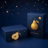Op maat gemaakte bedrukte stevige geschenkverpakking voor Qiuyue peer met sterren-gouden design, premium fruitverpakking met deksel en bodem, groothandel