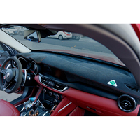 Housse de tableau de bord noire italienne brodée de luxe pour Alfa Romeo Stelvio 2018-2020, kit de protection intérieure de voiture