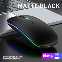 RGB mouse LED tanpa kabel, tetikus Model ganda Bluetooth dapat diisi ulang, Mouse nirkabel