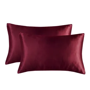 Juego de fundas de almohada de seda, fundas de almohada protectoras de satén, venta al por mayor para el cuidado de la piel facial