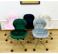 Chaise de salle à manger et de maquillage pivotante réglable en hauteur en velours avec logo personnalisé, idéale pour la maison, avec roulettes