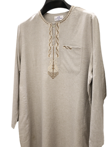 Traditional <b>Men's</b> <b>Thobe</b> Short Sleeve Embroidery Polyester Loose Fit Ankle Length Daily Wear Middle East Style Vintage Breathable - Product Image 3
