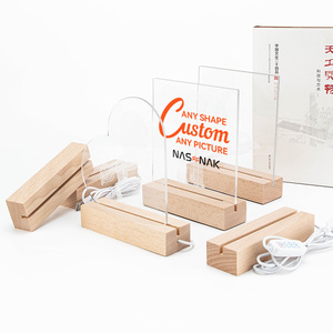 Vente flash - Lampe LED en bois massif personnalisée à 7 couleurs, impression acrylique avec photo et lecteur de musique pour la décoration de la pièce et les cadeaux - Product Image 1
