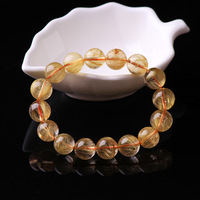Bracelet de mode en perles rondes de dioxyde de titane naturel de haute qualité, quartz rutilé doré, cristal brut, bijoux tendance