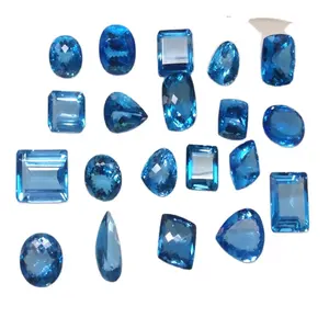 Gemas naturales sueltas AAA + Topacio Azul suizo para fabricación de joyas, anillo blanco para incrustación de corazón cortado