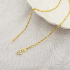 Cadena de cuerda de oro sólido de 18K para mujer, joyería de oro puro de 1,2mm, cadena de oro de 18K, cadena de oro de giro de Dookie, joyería