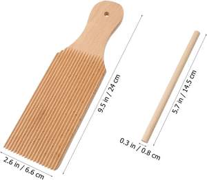 Planche à gnocchis en bois et rouleau à pâtes antiadhésifs, pour la préparation maison de gnocchis et de garganelli, spatule à beurre incurvée et rayée, ustensile de cuisine - Product Image 3