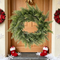 Guirlande de Noël artificielle de style pastoral en plastique, aiguilles de pin vertes, décoration murale pour la maison, 30cm-100cm