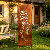 Panneaux de jardin rustiques en métal avec découpes florales pour pelouse et cour