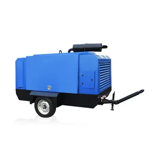Compresor de aire diésel portátil de tornillo de alta eficiencia de 4 ruedas 132KW 15Bar 180HP máquina móvil con secador, tanque de aire y filtros