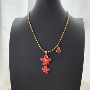 TK-C286 Precioso Collar con Colgante de Flor Esmaltada, Encantador Collar de Cadena de Bolas con Corazón para Mujer, Collar de Moda al por Mayor - Product Image 6