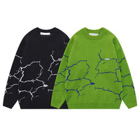 Personnalisé Nouveau Design foudre Jacquard Hommes Tricots Automne Hiver Pull À Manches Longues Ras Du Cou Tricot Pull Casual Hommes Pull