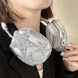Funda Brillante para <span class=keywords><strong>AirPods</strong></span> <span class=keywords><strong>Max</strong></span> con Pedrería, Estrellas, Transparente, Brillante, Linda, Suave, Protectora para Mujeres - Product Image 5