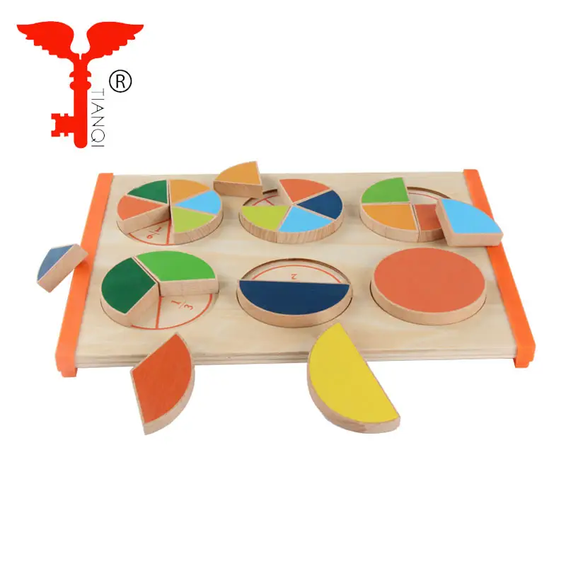 Placa de aprendizagem precoce, blocos de madeira, brinquedo de madeira para aprendizagem da fração