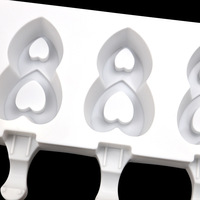 Moule à crème glacée en silicone de qualité alimentaire 4 cavités moule à glace lié au coeur outils de fabrication de glace à libération facile pour la création de gâteaux