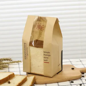 Transparant Venster Brood Pack Aangepaste Kraft Toast Papier Loaf Bakkerij Zak