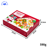 Kit de maison en pain d'épices de Noël 590g, pain d'épices pré-cuit, glaçage et décorations de bonbons, facile à faire, biscuits en pain d'épices