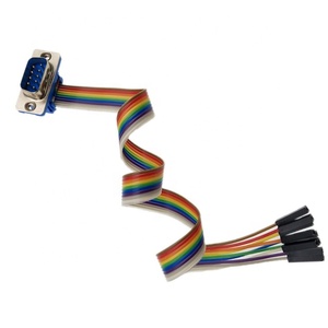 Personalizado 9P 9P Dupont <span class=keywords><strong>2</strong></span>,54mm a DB9 9pin LCD mujer luces Led plana Arco Iris cinta de Cable - Product Image 2